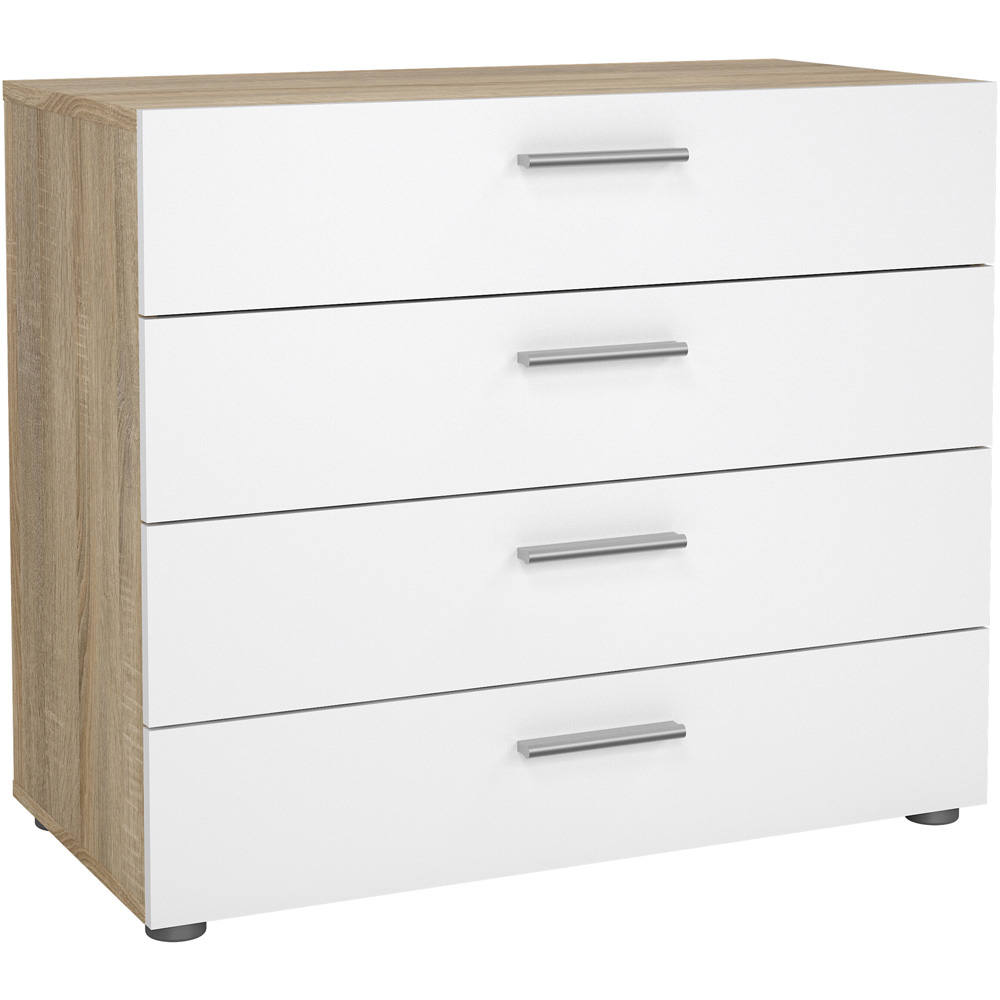 Furniture To Go Pepe Oak and White High Gloss 4 Drawer Chest of Drawers Image 2