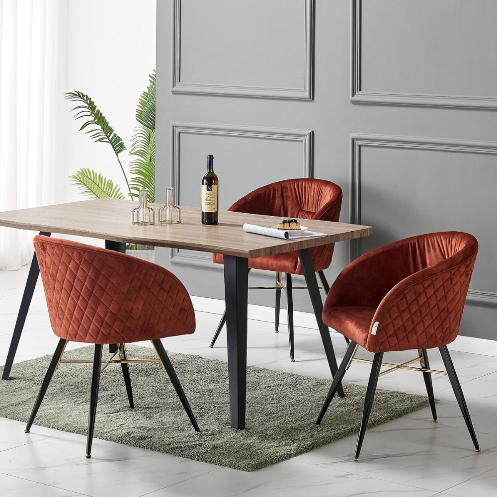 Life Interiors Vittorio Red Velvet Upholstered Dining Chair Set of 4 Image 8