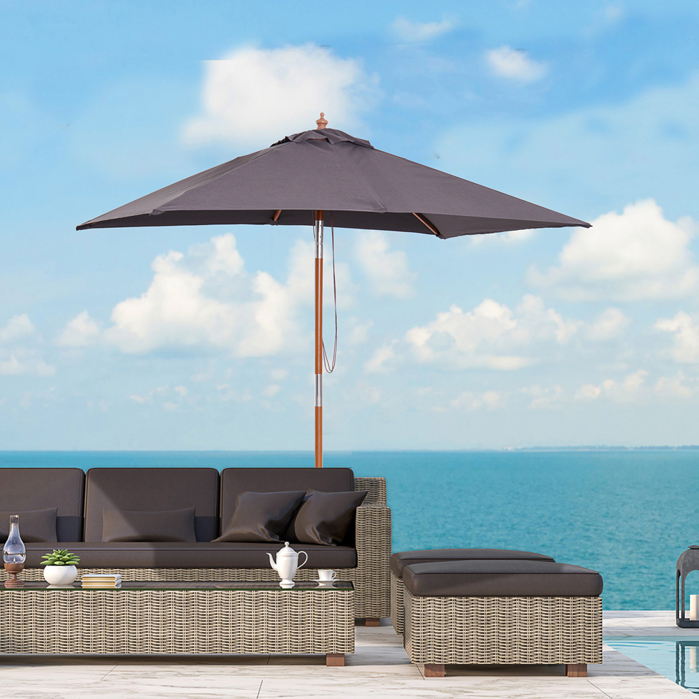 Outsunny Deep Grey Tilt Parasol 2m Image 2