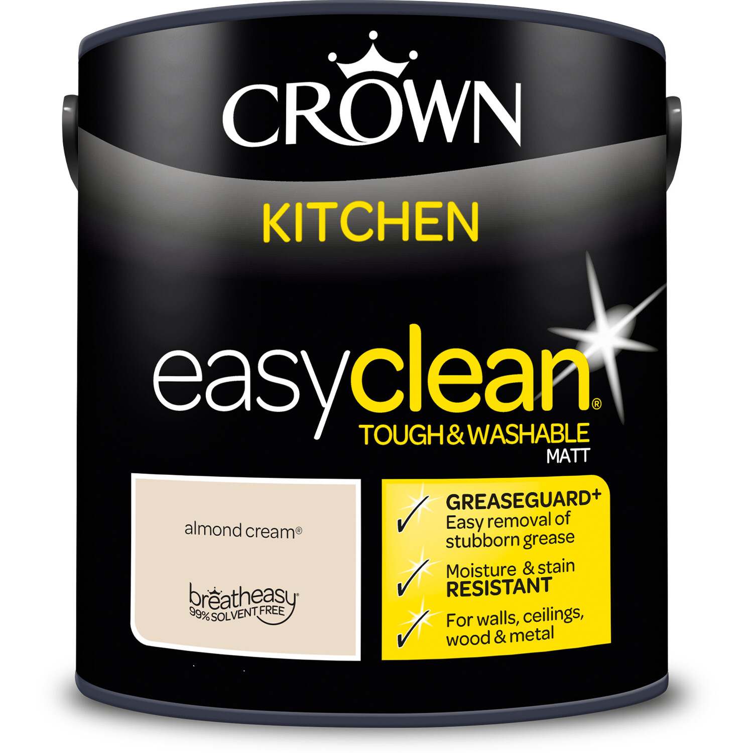 Crown Easyclean Kitchen Paint - Almond Cream / 2.5l Image 7