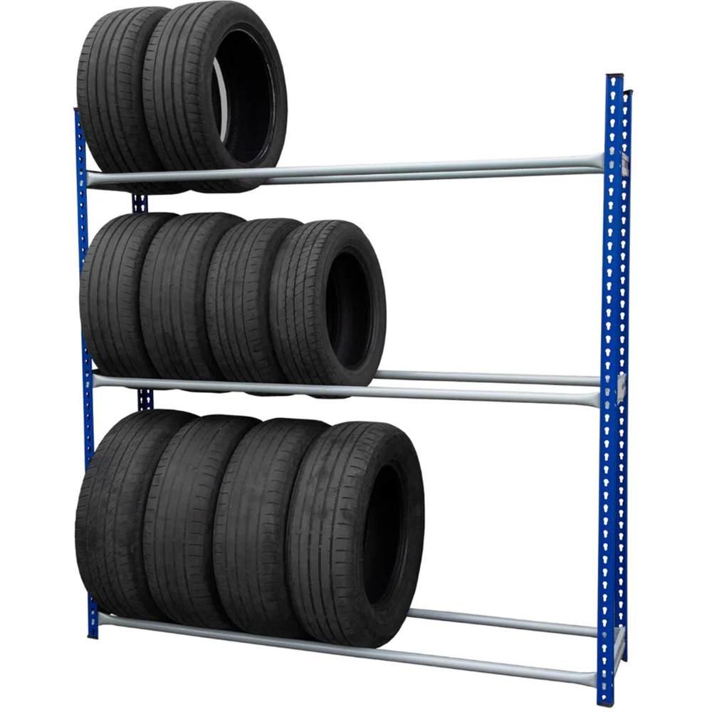 Monster Shop 3 Tier Blue and Grey Tyre Storage Unit Image 3