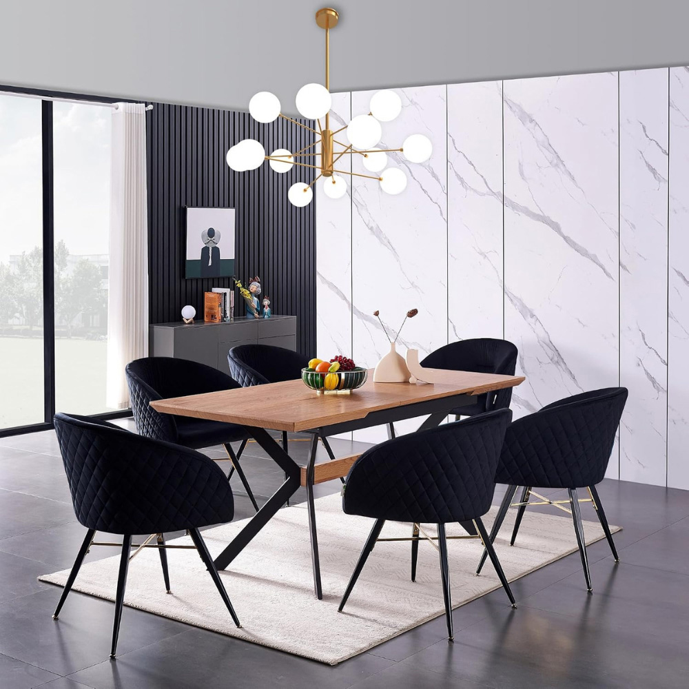 Life Interiors Vittorio Midnight Black Velvet Upholstered Dining Chair Image 7
