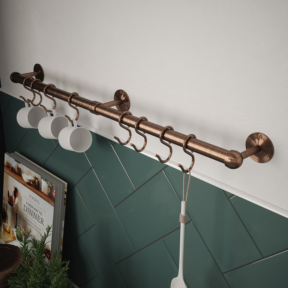 Rothley Antique Copper Utensil Rail 19 x 600mm Image 2