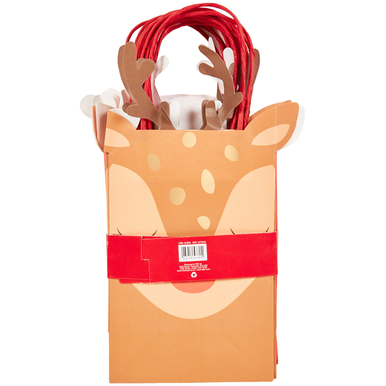 Pack of 8 Santa and Reindeer Shaped Party Bags - Multicolour Image 2