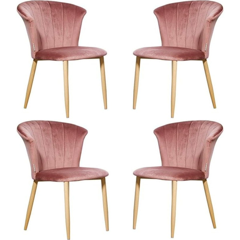 Life Interiors Elsa Pink Velvet Upholstered Dining Chair Set of 4 Image 4