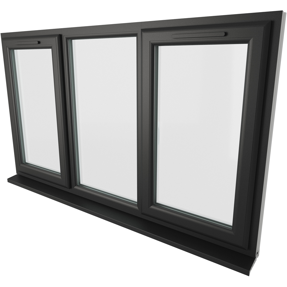 Crystal Black and White LH and RH Side Hung Fixed Centre Clear Triple Glazed Window 1770 x 1190mm Image 4
