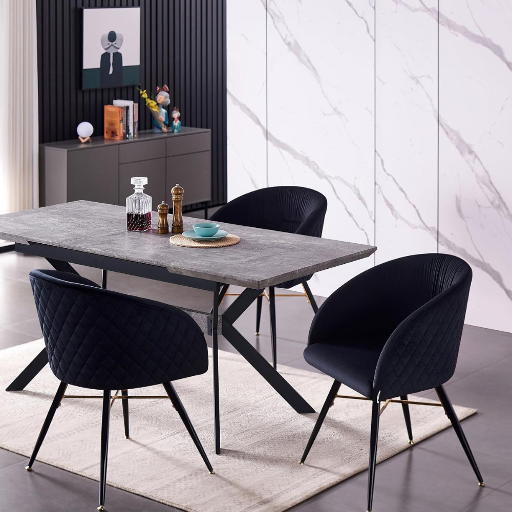 Life Interiors Vittorio Midnight Black Velvet Upholstered Dining Chair Set of 2 Image 8