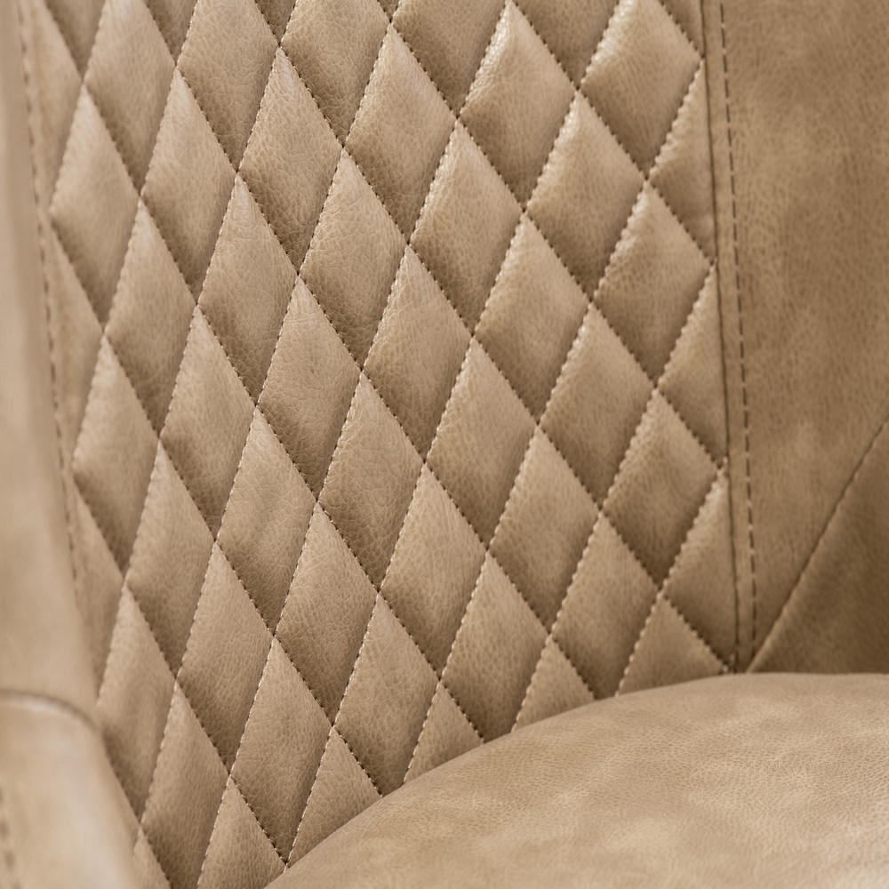 WF Amber Taupe Faux Leather Dining Chair with Brushed Brass Legs Set of 2 Image 3