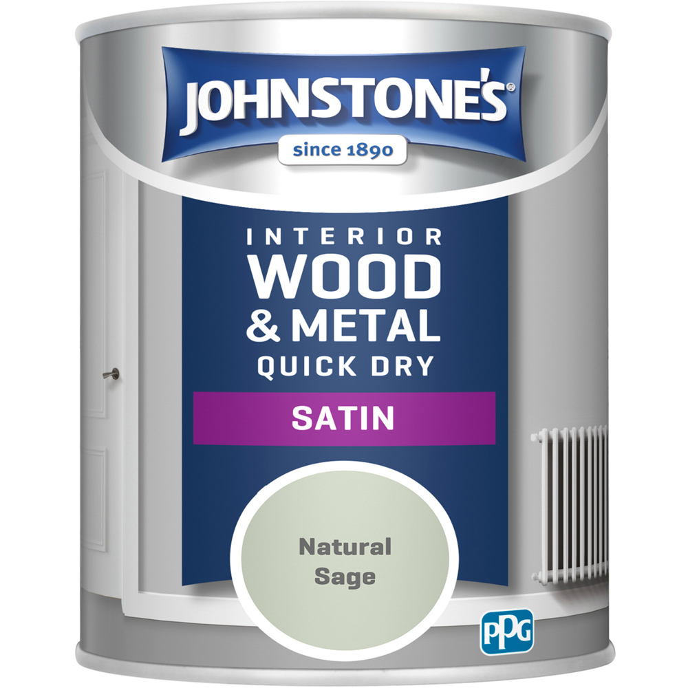 Johnstone's Quick Dry Metal & Wood Natural Sage Satin Paint 750ml Image 2