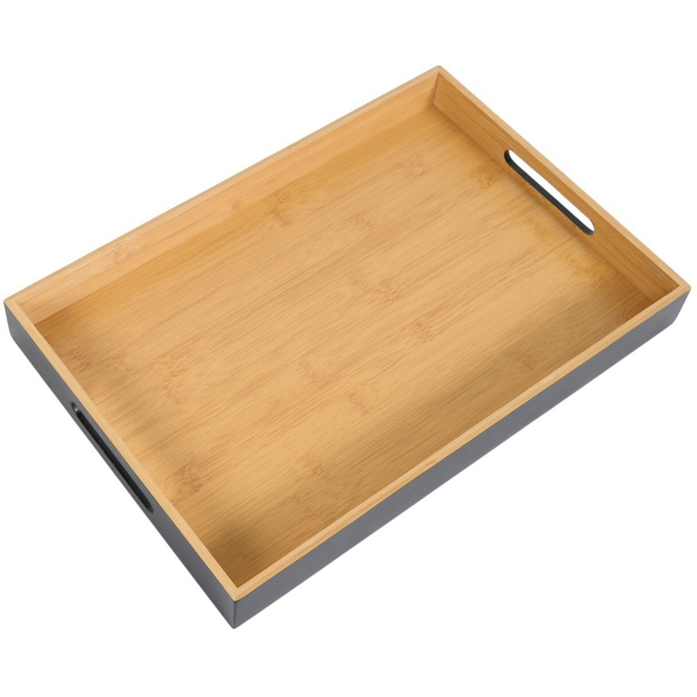 Black Large Bamboo Tray Black Image 4