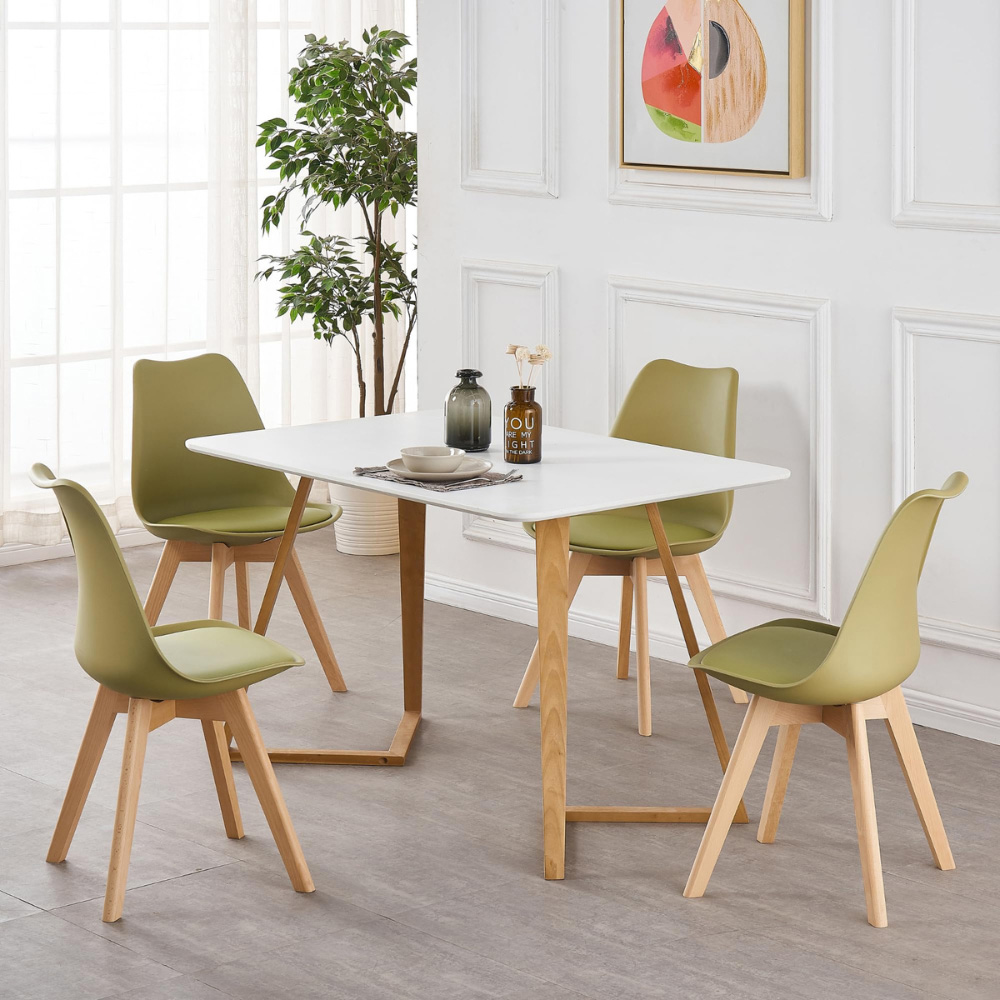 Life Interiors Lorenzo Lime Green Faux Leather Plastic Dining Chairs Set of 4 Image 8