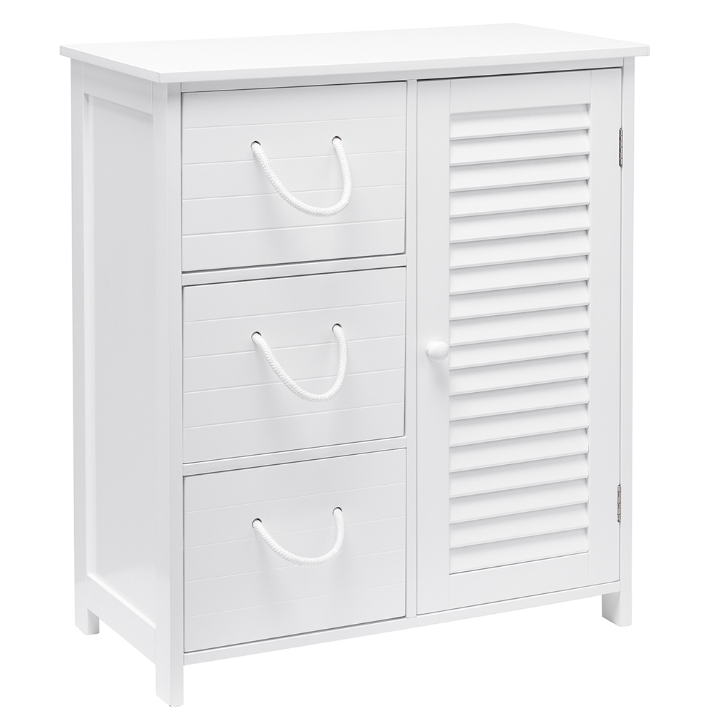 Kingston Single Door 3 Drawer White Floor Cabinet Image 2