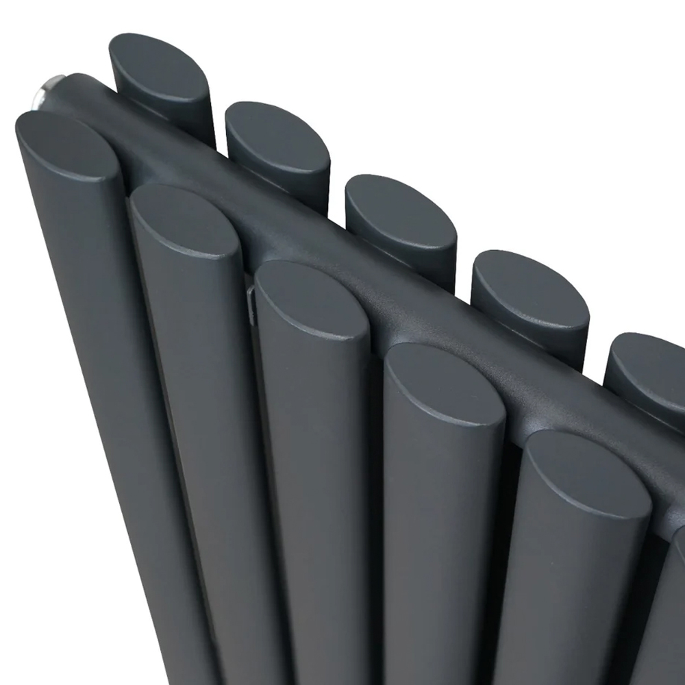 Monster Shop 6440BTU Anthracite Grey Oval Column Radiator and Valves 600 x 1440mm Image 5