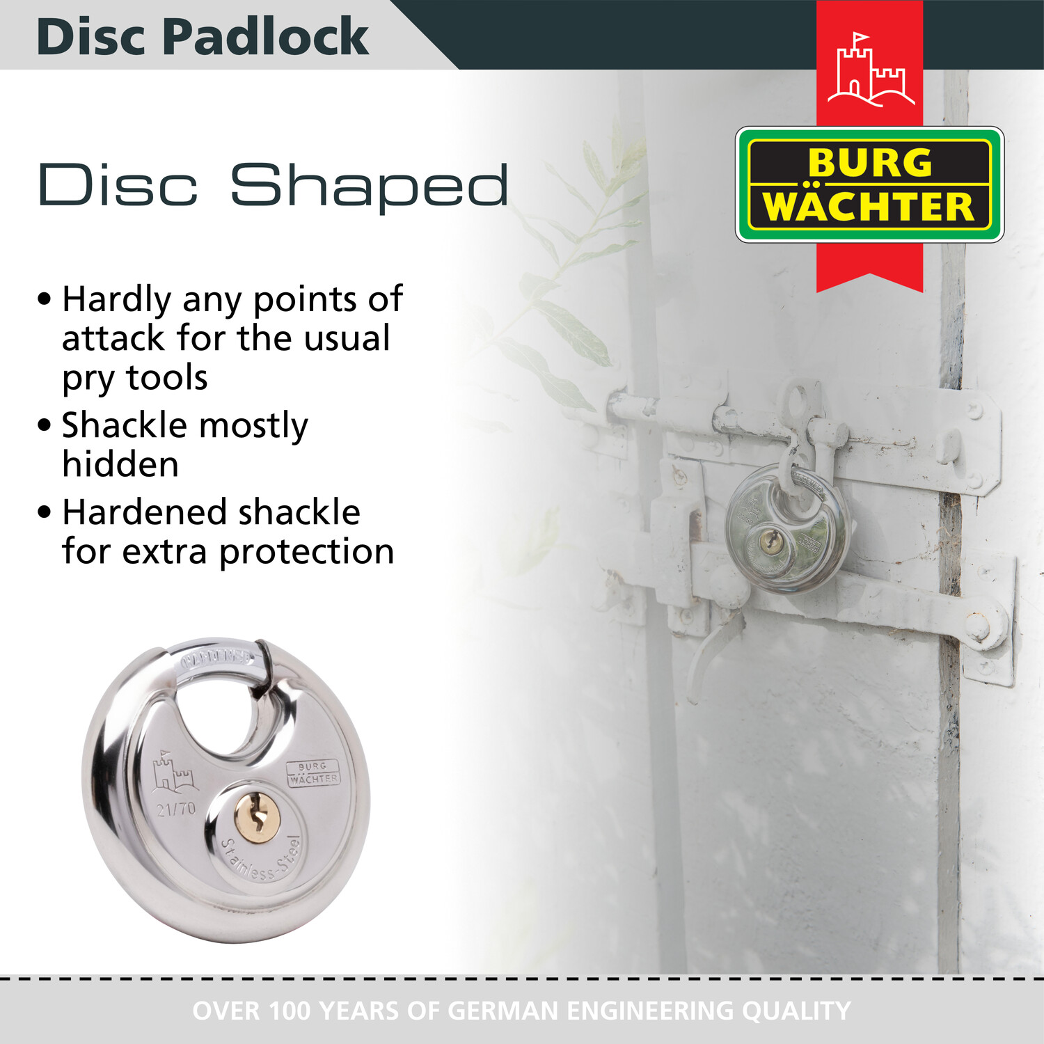 Stainless Steel Disc Padlock 70mm Image 4