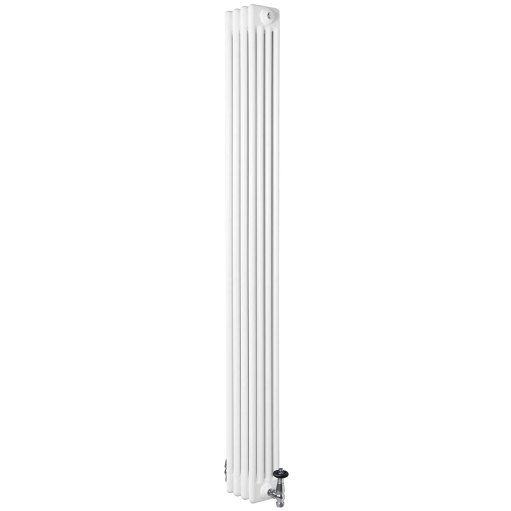 MonsterShop White 4 Column Radiator and Chrome Valve Set 3931 BTU 1800 x 200mm Image 3