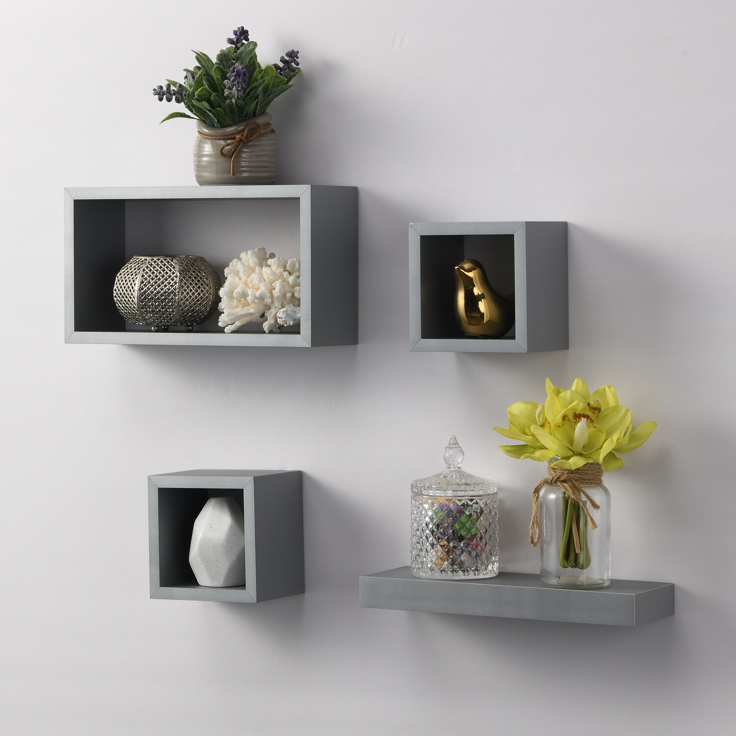 Set of 4 Latitude Floating Shelves - Grey Image 2