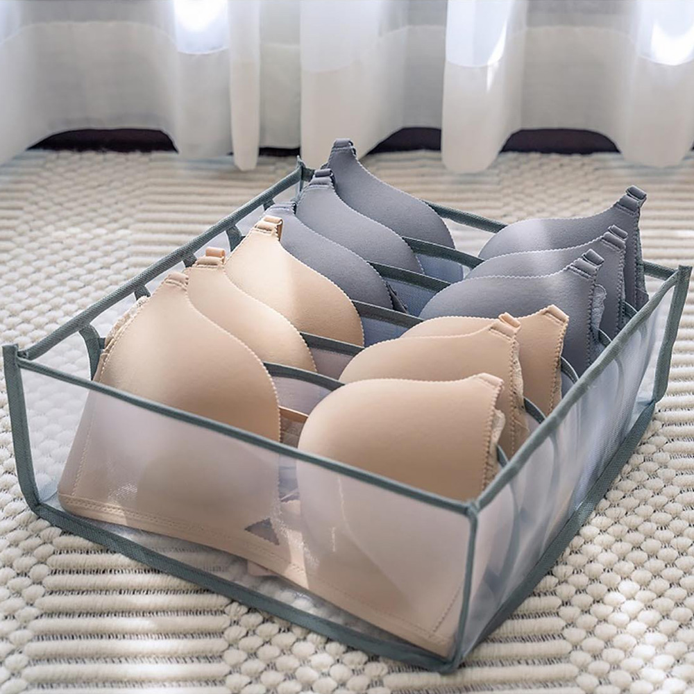 Pack of 2 Bra Organiser Boxes - Grey Image 2