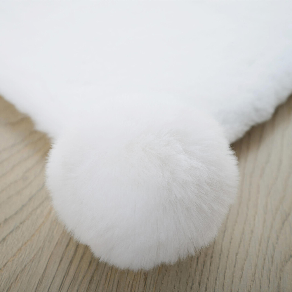 Luxury Rabbit Fur Pom Rug - White Image 6
