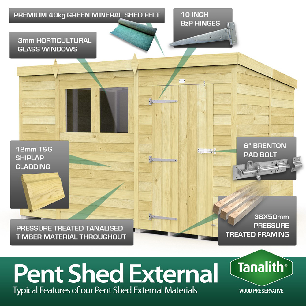 DIY Sheds 7 x 8ft Tongue and Groove Timber Pent Garden Shed Image 8