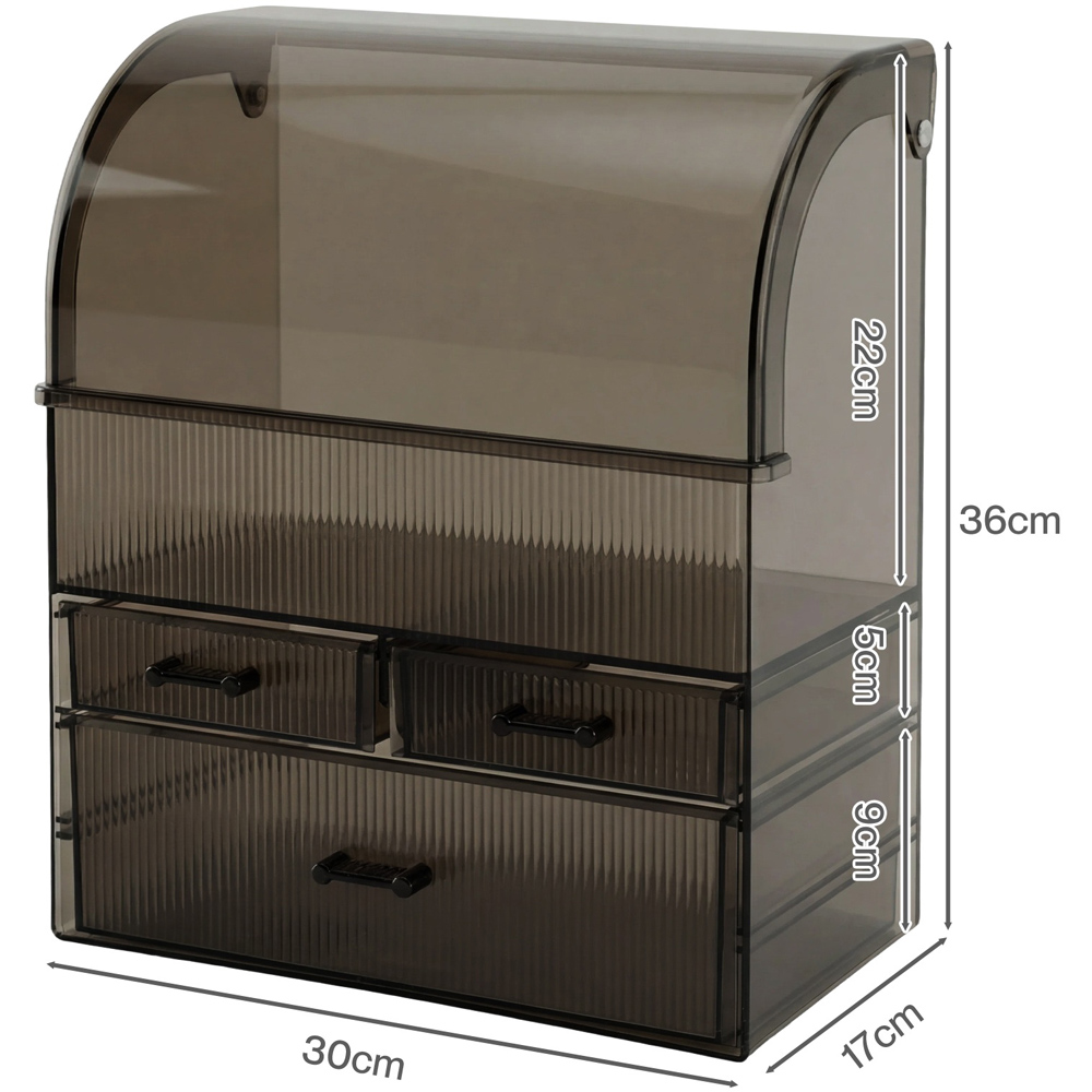 ilus Black Transparent Single Door 3 Drawer Acrylic Makeup Storage Organiser Image 9