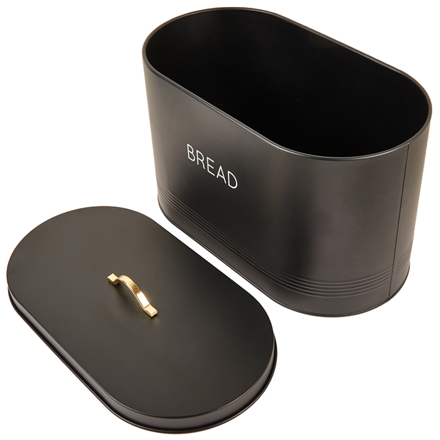 Black Oval Ribbed Bread Bin - Black Image 3