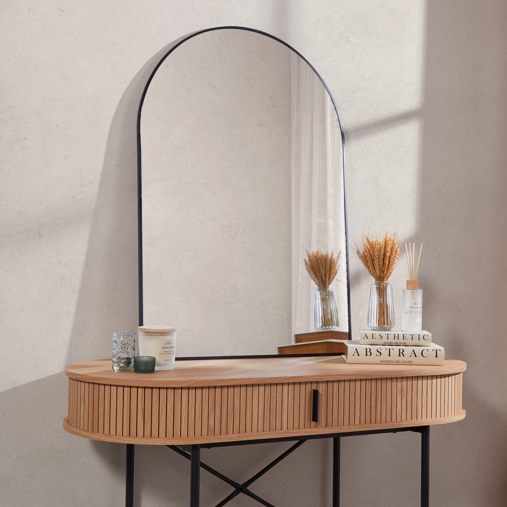 Black Metal Arch Mirror 100 x 70cm Image 2