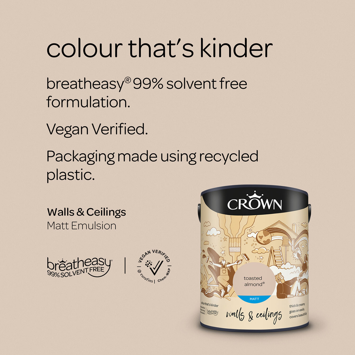 Crown Matt Emulsion Paint 5L - Toasted Almond Image 5