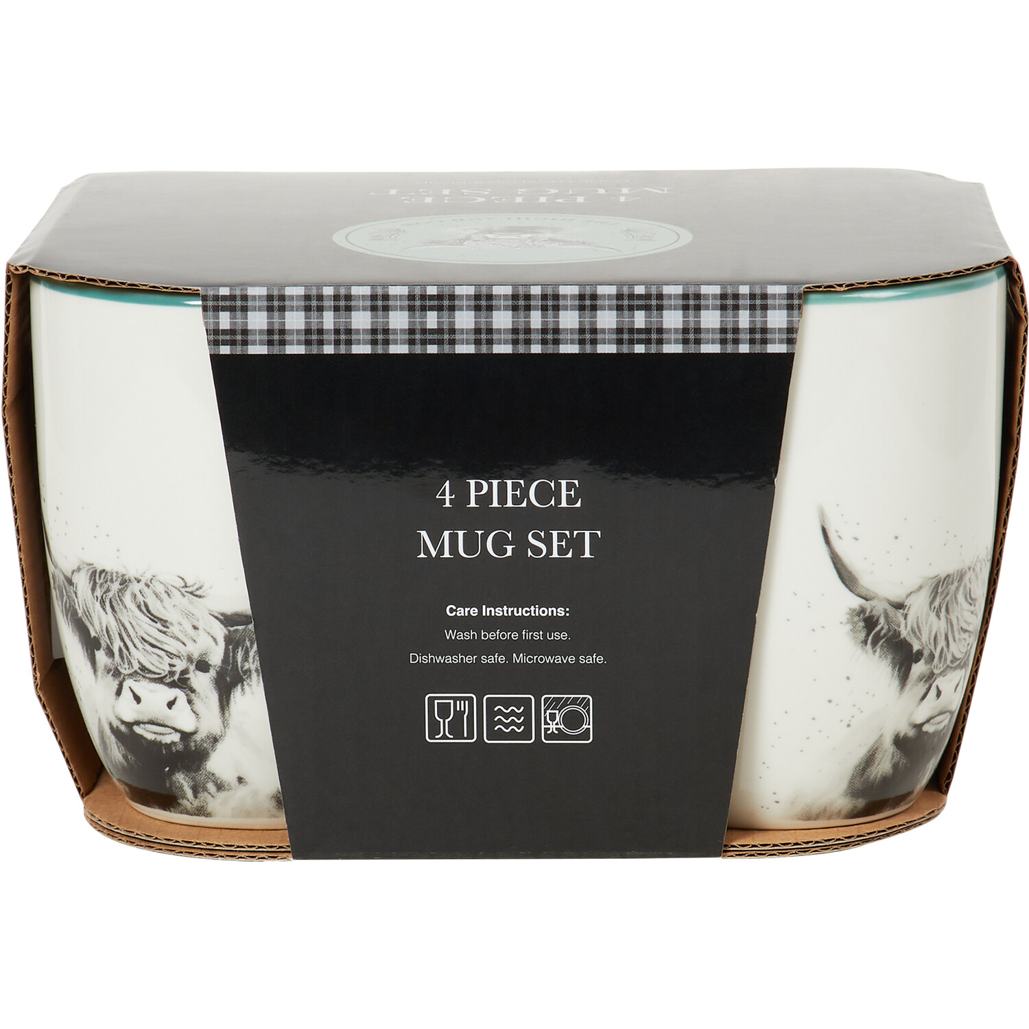 Set of 4 Highland Cow Mugs White Image 2