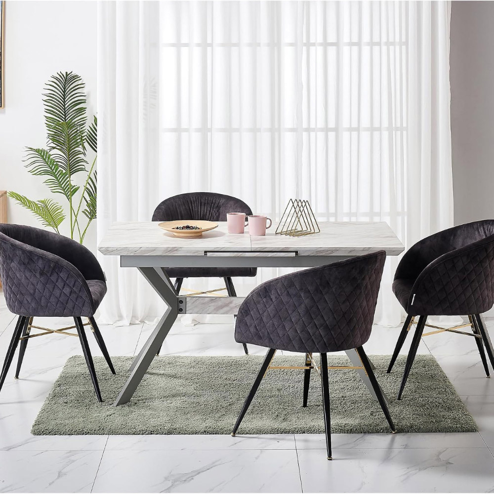 Life Interiors Vittorio Black Velvet Upholstered Dining Chair Image 8