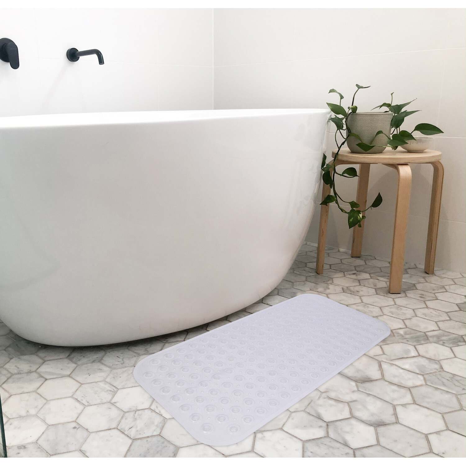 Glacial PVC Bath Mat - White Image 2