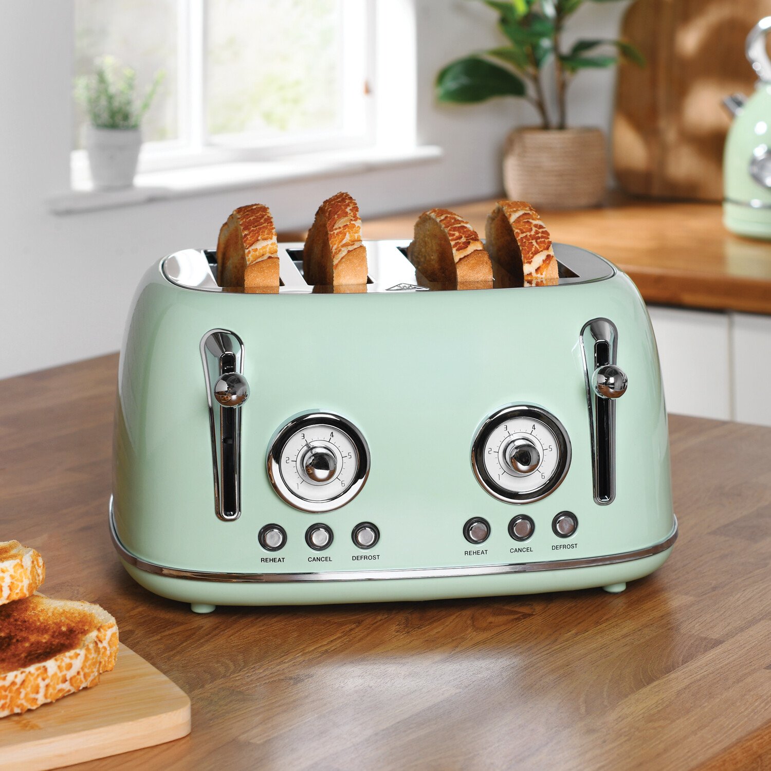 Retro 4 Slice Toaster Sage Image 5