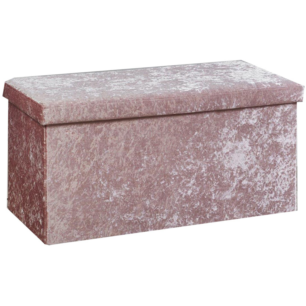 Seville Pink Crushed Velvet Storage Trunk Image 2