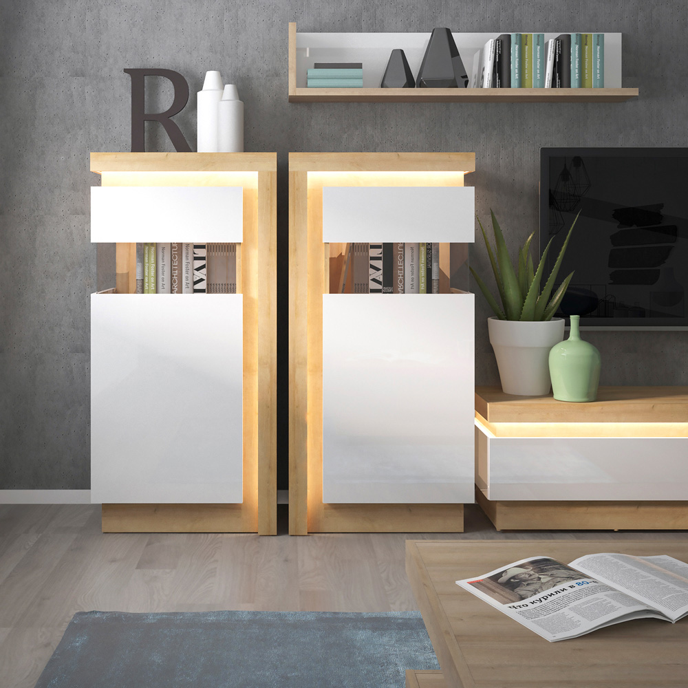 Furniture To Go Lyon Riviera Oak and White High Gloss 2 Drawer TV Cabinet Image 5