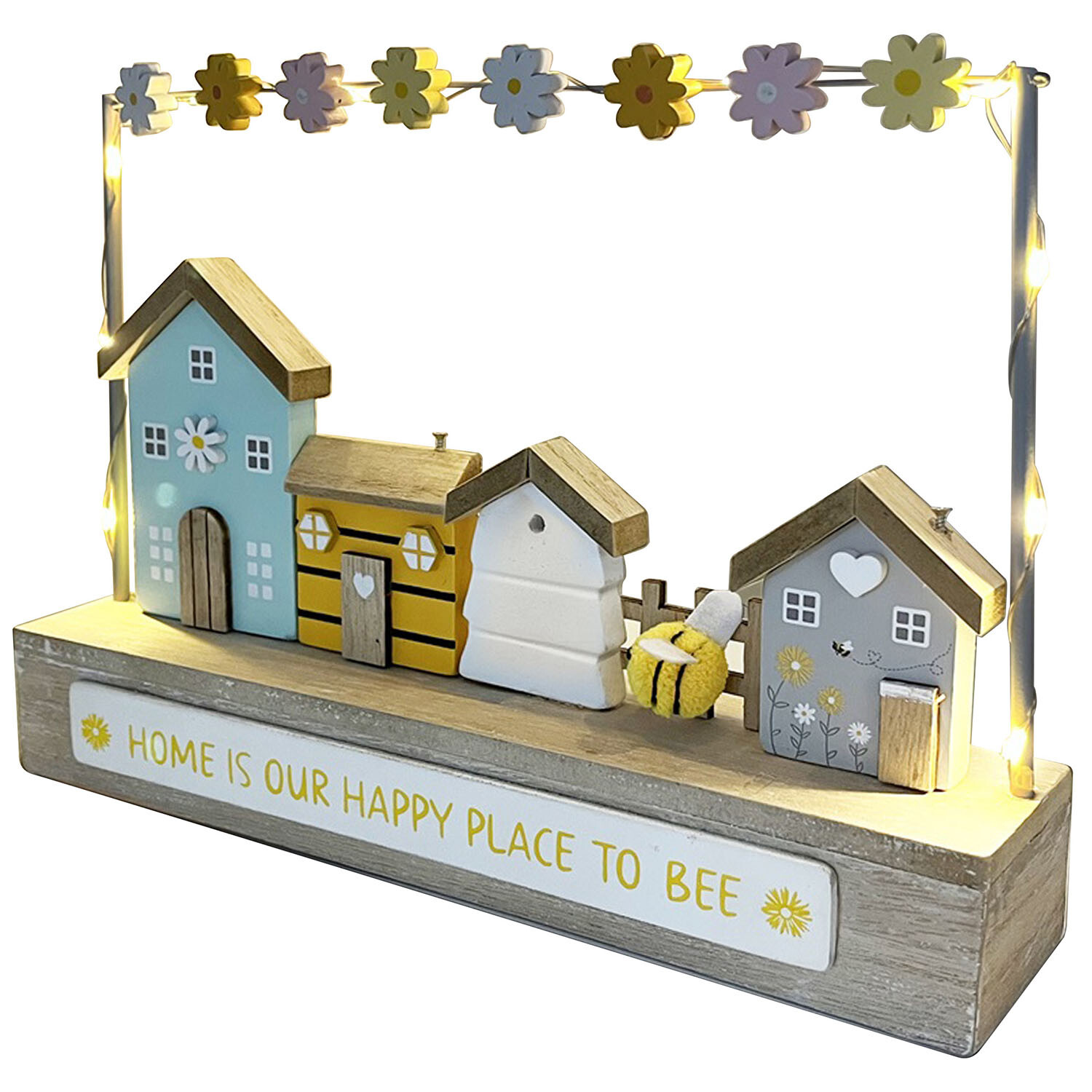Happy Home LED Floral Bee Plaque - Multicolour Image 5