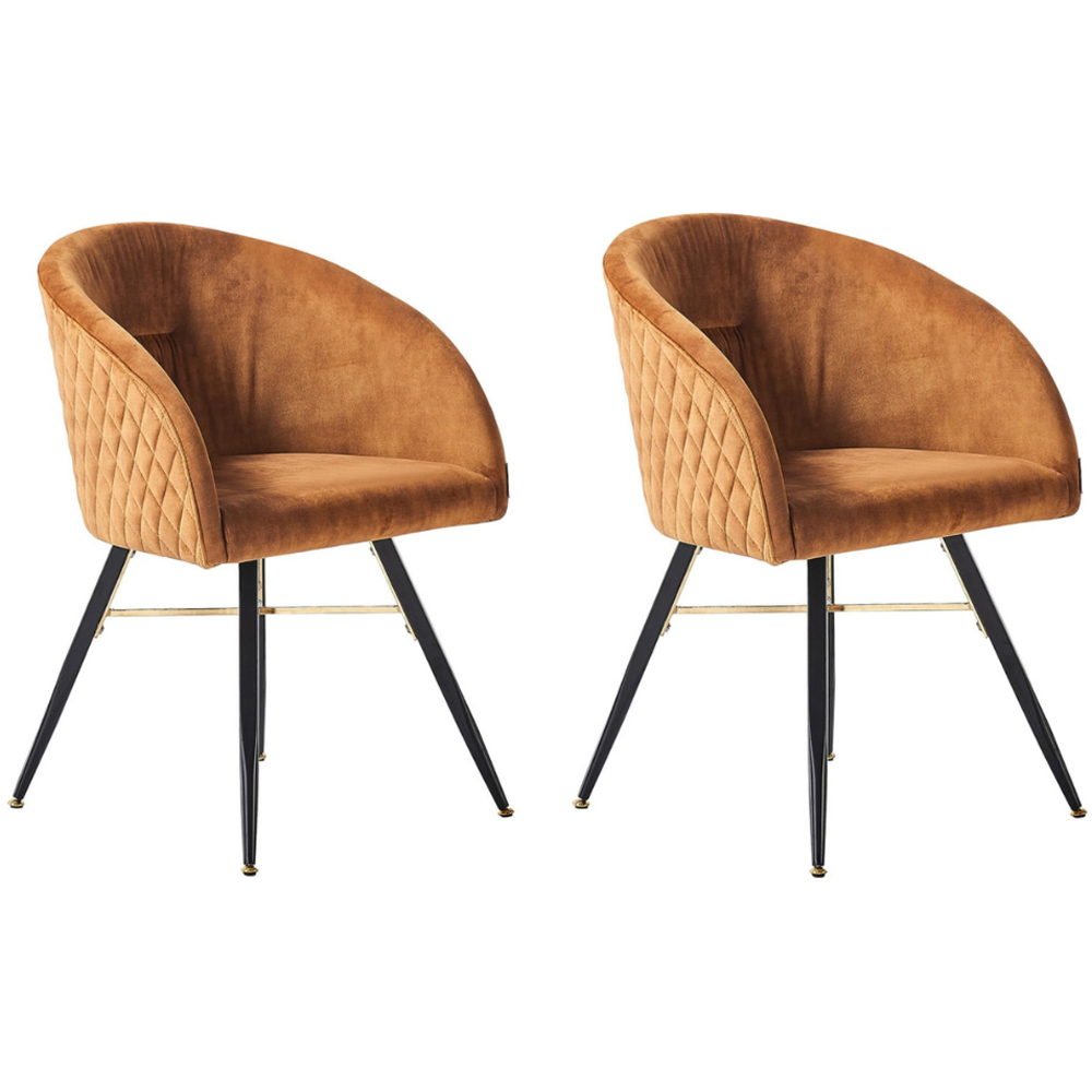 Life Interiors Vittorio Yellow Velvet Upholstered Dining Chair Set of 2 Image 5
