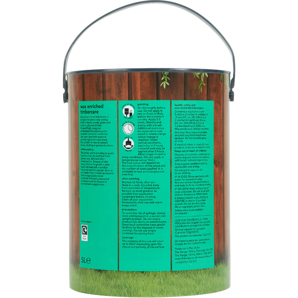 Wilko Wax Enriched Timbercare Forest Brown Wood Paint 5L Image 4
