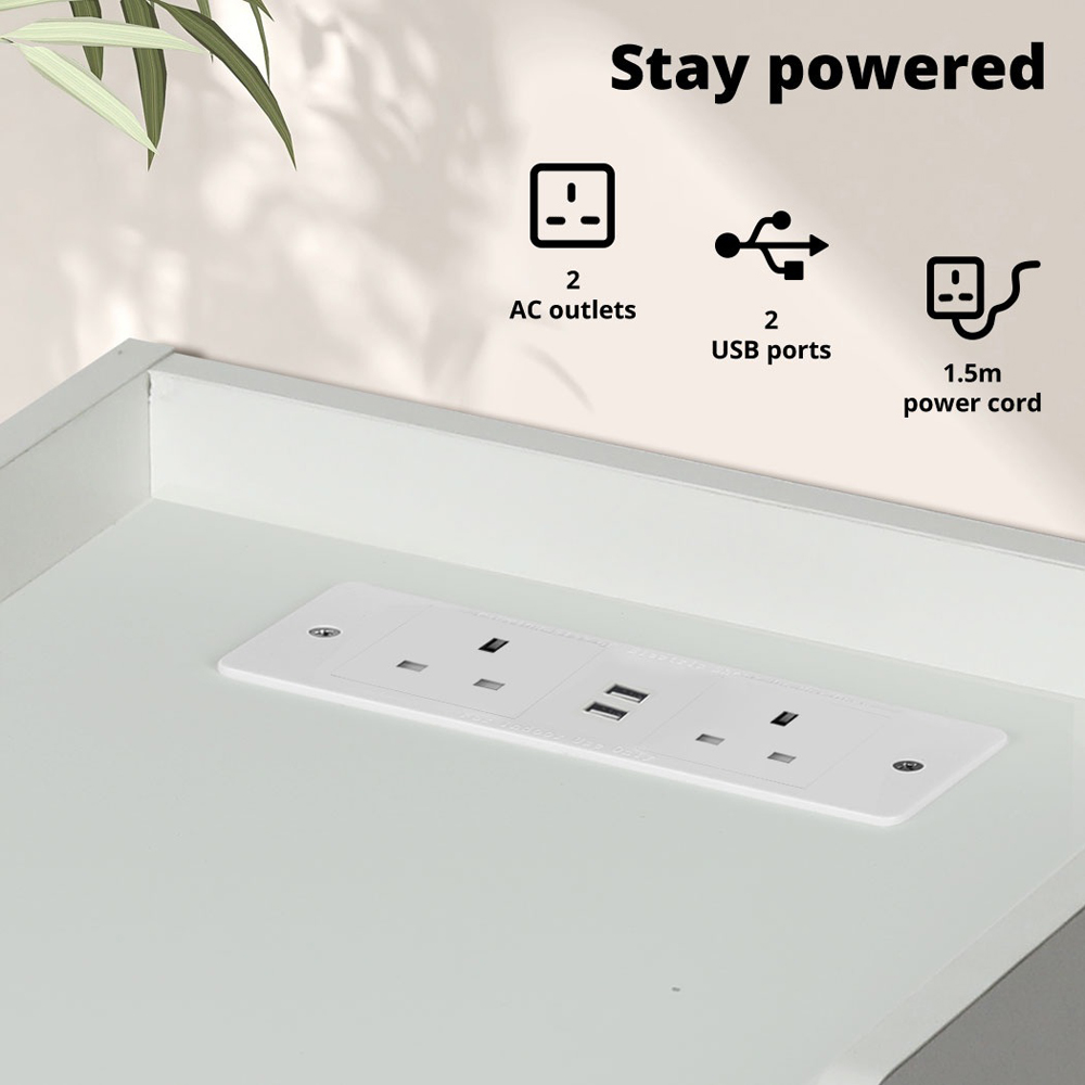 Levede Oak 3 Drawer RGB LED Bedside Table with USB Charger Outlet Image 4