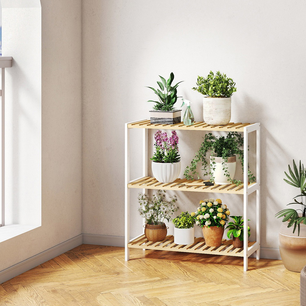 Levede 3-Tier Bamboo and Steel Shoe Rack Stand Image 3