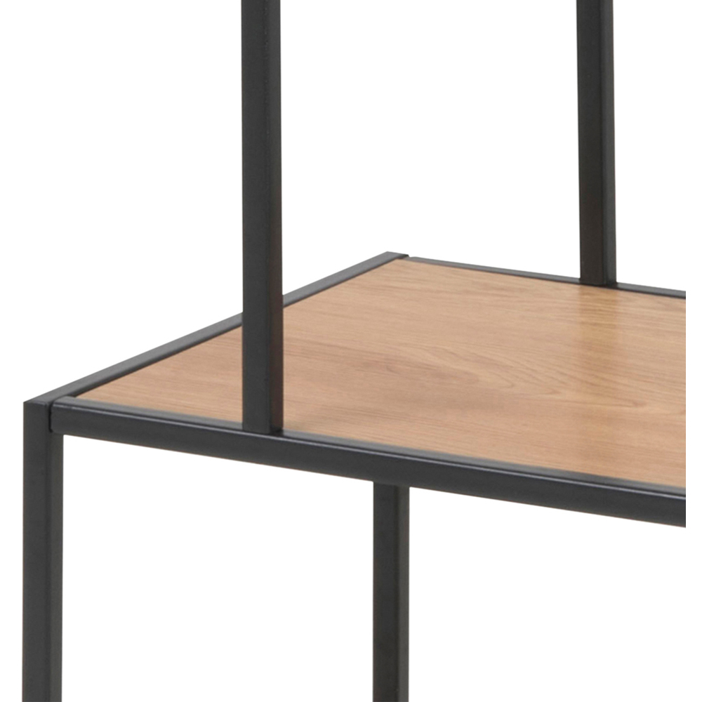 Furniture To Go Seaford Oak and Black 3 Shelf Metal Asymmetrical Bookcase Image 6