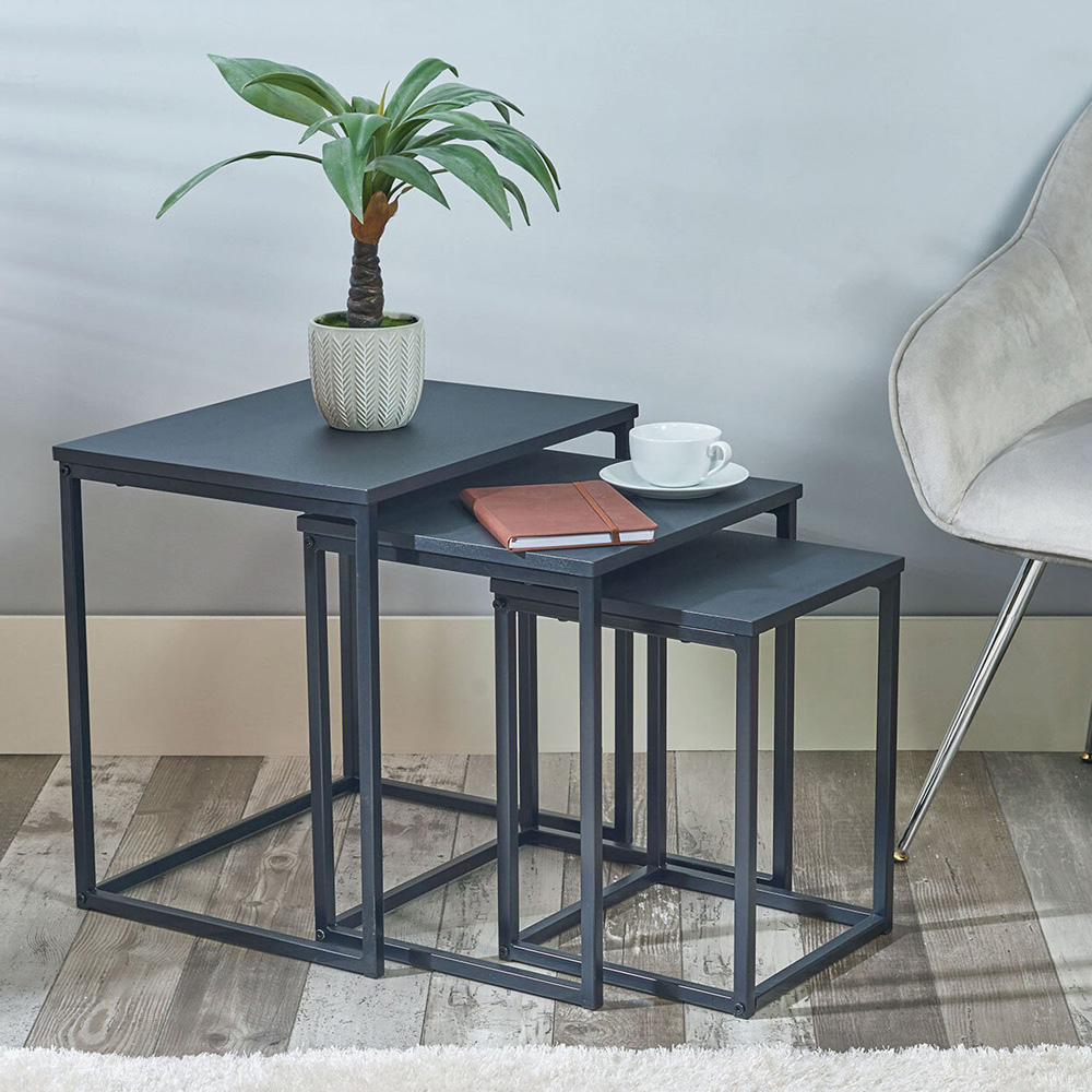 Black Nest of Tables Set of 3 Image 2