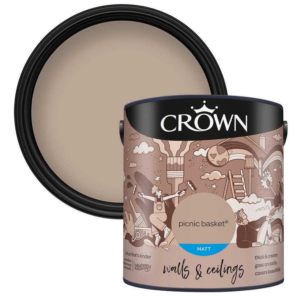 Crown Breatheasy Walls & Ceilings Picnic Basket Matt Emulsion Paint 2.5L Image 1