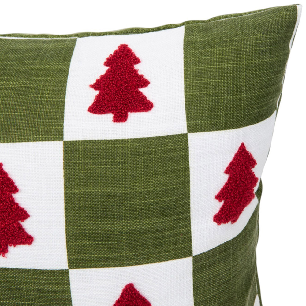 Checkerboard Trees Cushion - Green Image 4