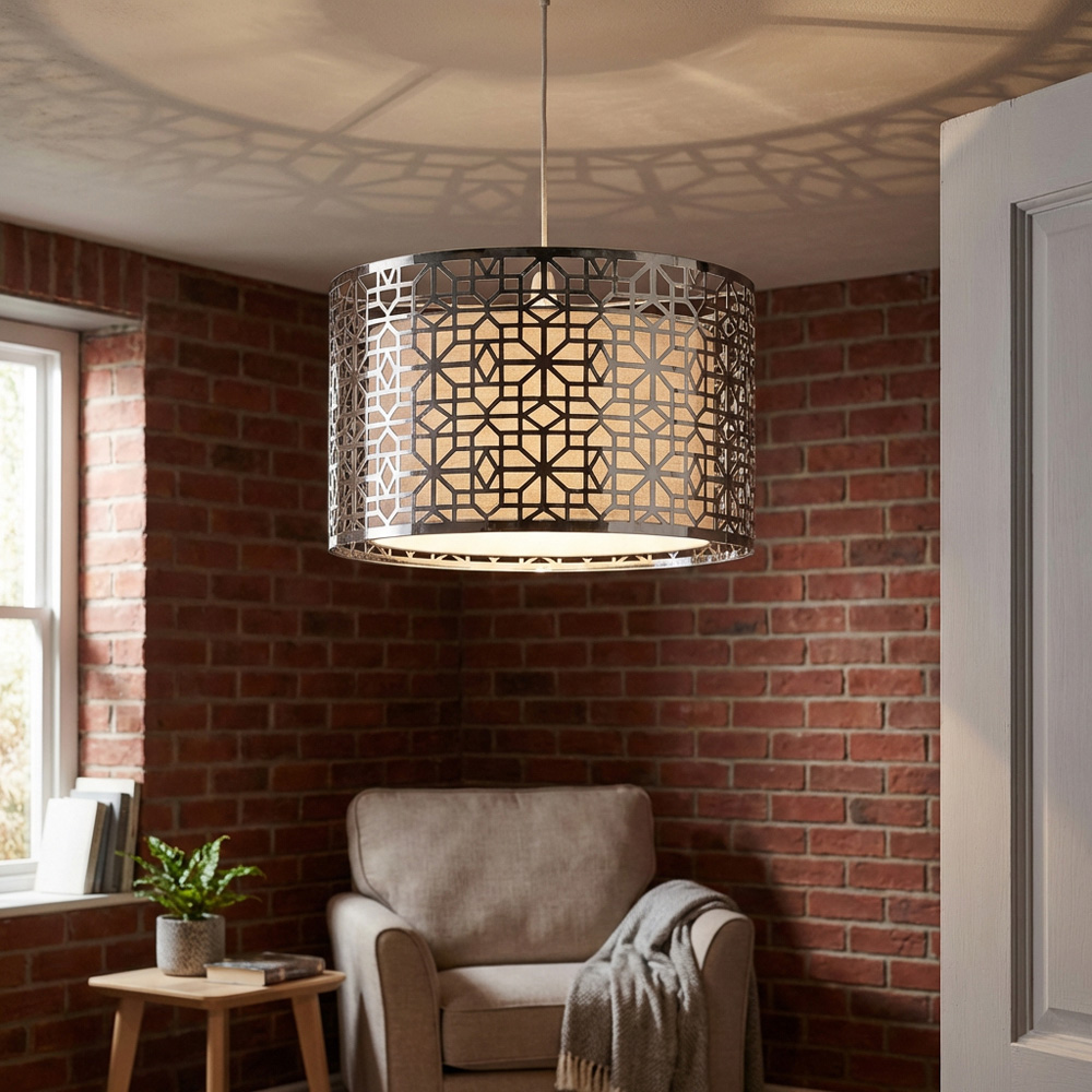 Silver Cut Out Geometric Light Shade Image 4