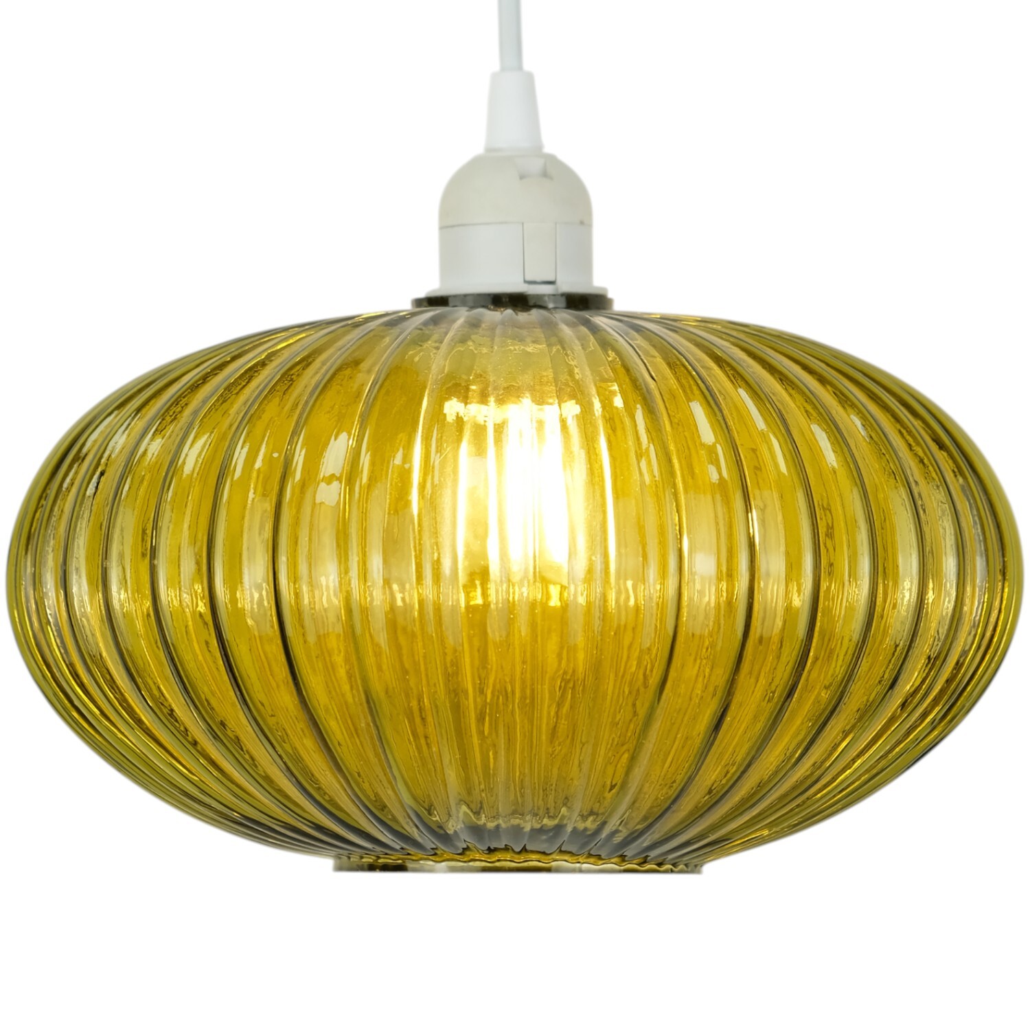 Ribbed Glass Pendant Green Image 2