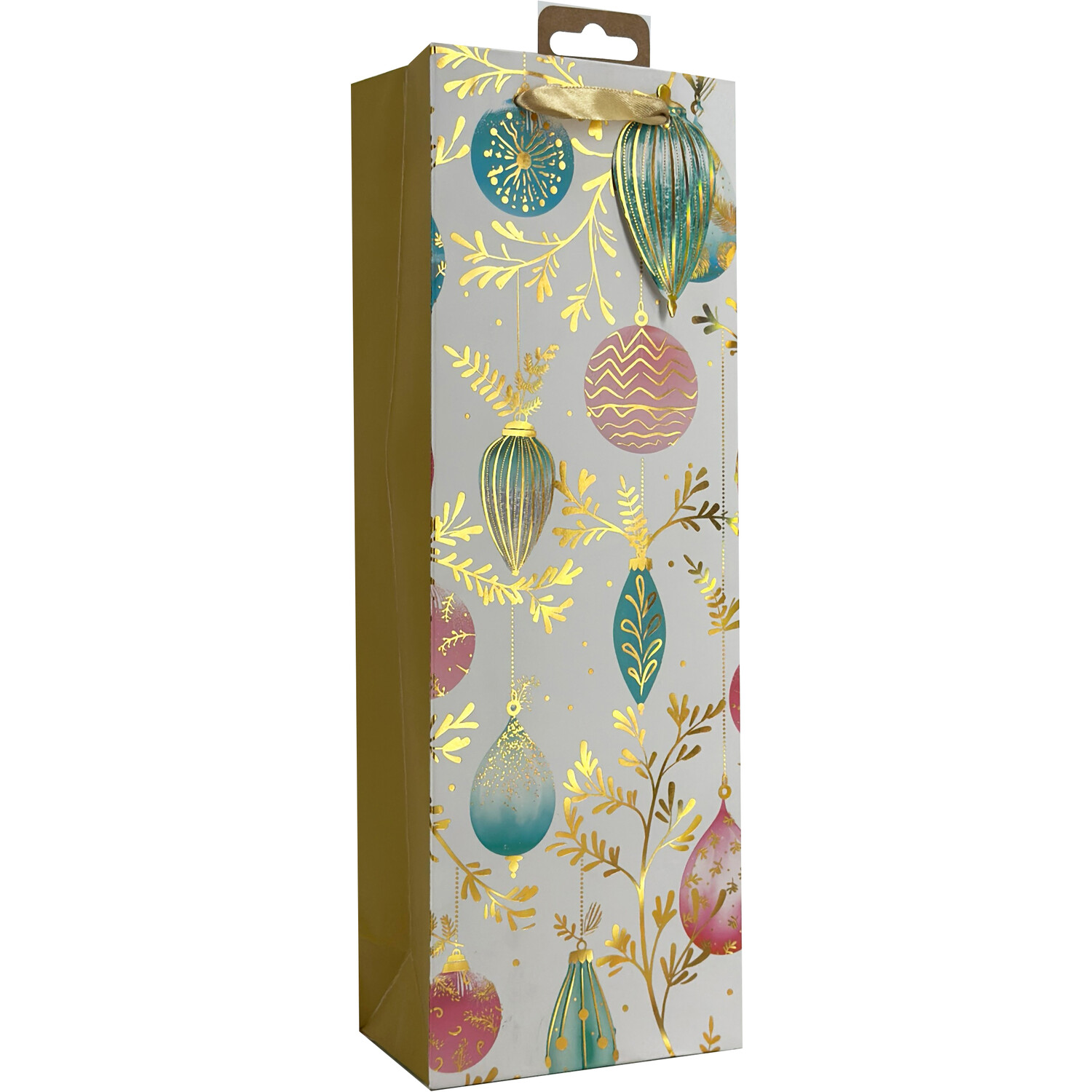 Christmas Baubles Bottle Bag White Image 2