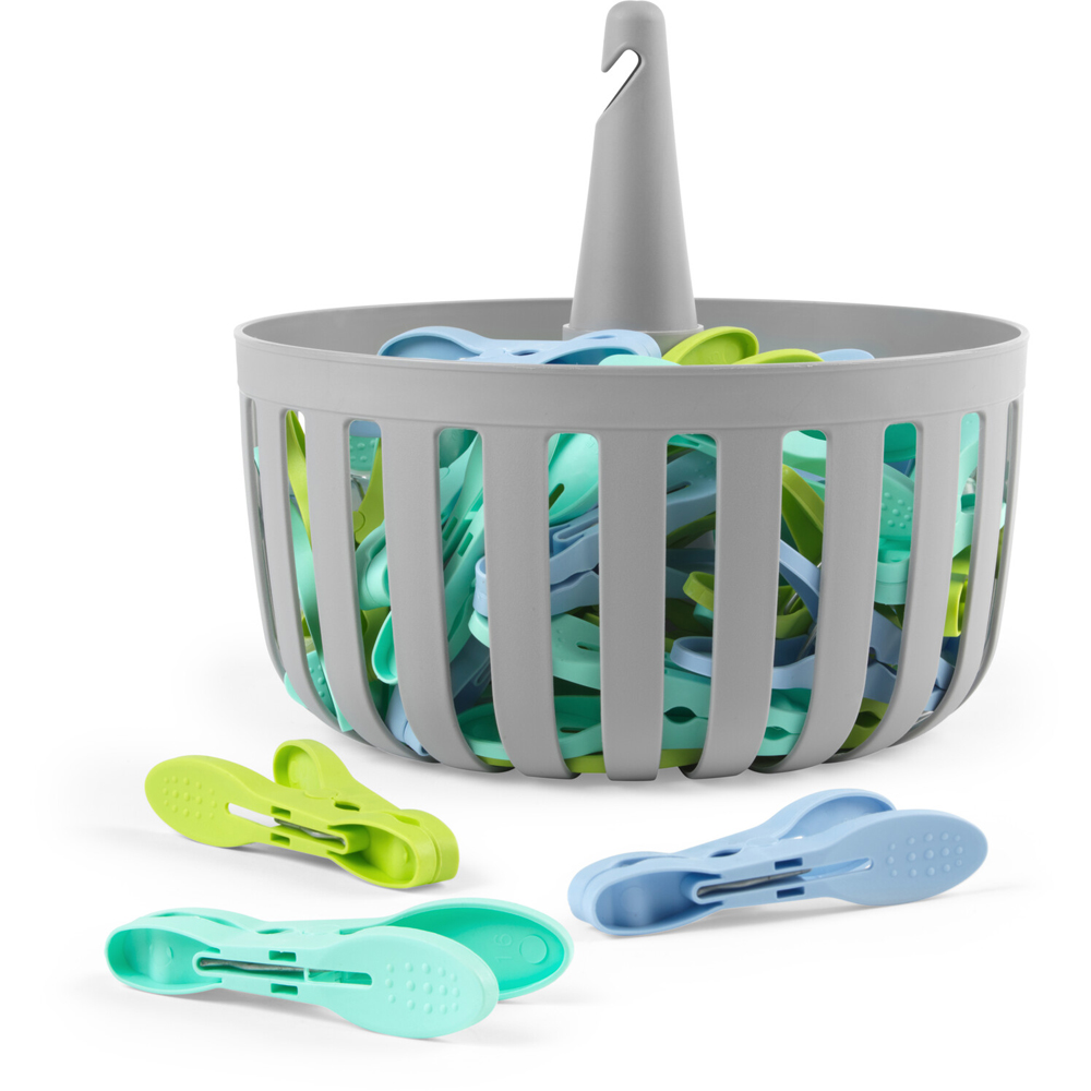 Pack of 30 Easy Grip Pegs with Basket - Grey Image 4