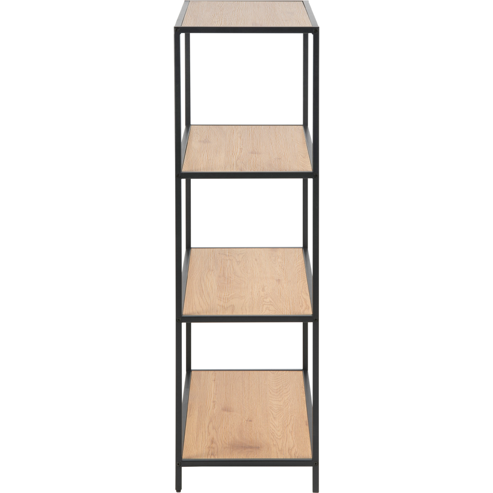 Furniture To Go Seaford Oak and Black 3 Shelf Metal Low Bookcase Image 3