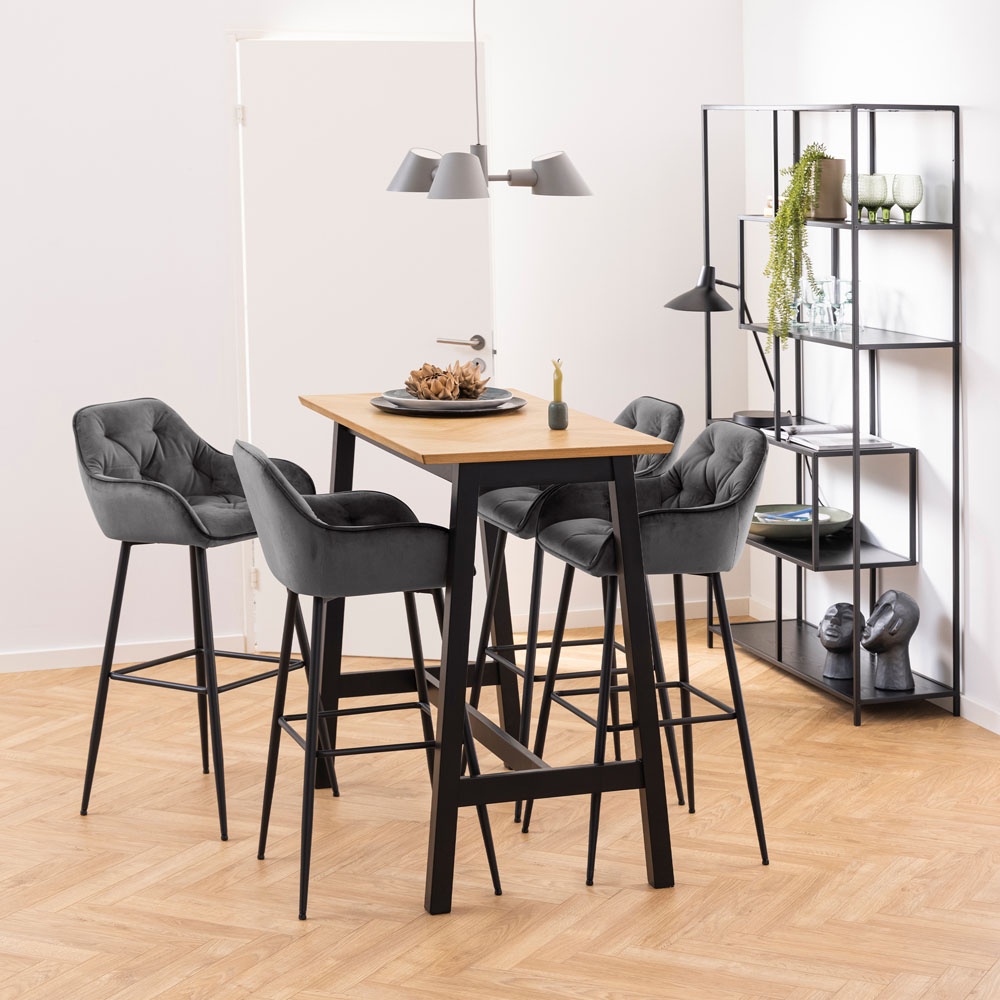 Furniture To Go Seaford Black 5 Shelf Metal Large Asymmetrical Bookcase Image 4
