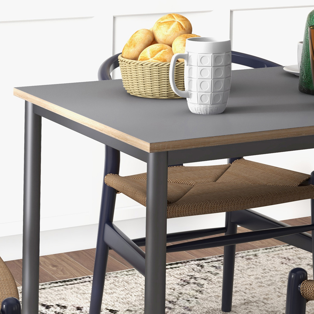 HOMCOM 120cm Minimalistic Dining Table Steel Frame Foot Pads Simple Style Grey Image 2