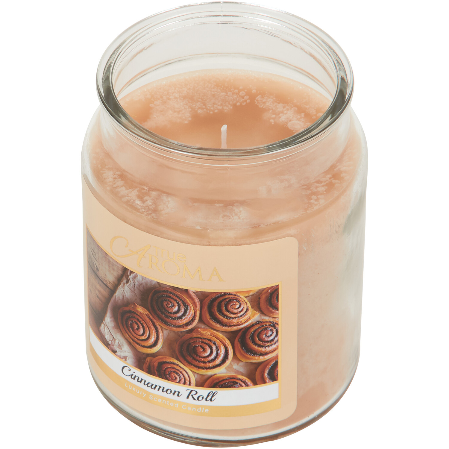 True Aroma Large Mason Jar Candle - Cinnamon Roll Image 2